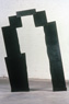 Balzac, ©1985<br>Polychrome aluminum and brass. <br>
84.5h x 55w x 13d (inches) <br>
Private collection <br>
Exhibited: Lawrence Oliver Gallery, 1987